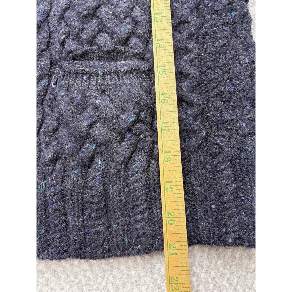 Blarney Woollen Mills Cardigan Sweater Womens M Gray Wool Cable Knit Collared - Picture 9 of 12